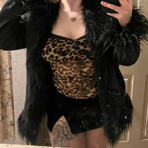 Urban Outfitters Leopard Mesh Top Large